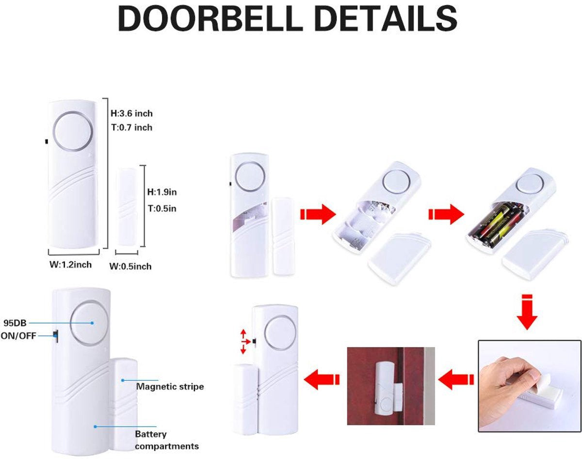 Alarm - 6-piece - Professional door/window alarm - Siren - Security Siren - Wireless anti-burglary alarm - Home burglary - Magnetically operated - Motion sensor - Window/door sensors - Practical - loud - 90dB - Safe and Rest assured - Image 5