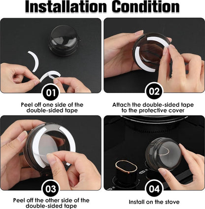 Gas Stove Knob Protective Cover - 8 Pieces - Universal - Plastic Knob Cover - Suitable for Gas Stove, Gas/Electric Stove, Electric Oven, Induction Stove, Gas BBQ, Hob - Kitchen Utensils - Black - Child Safety - Image 4