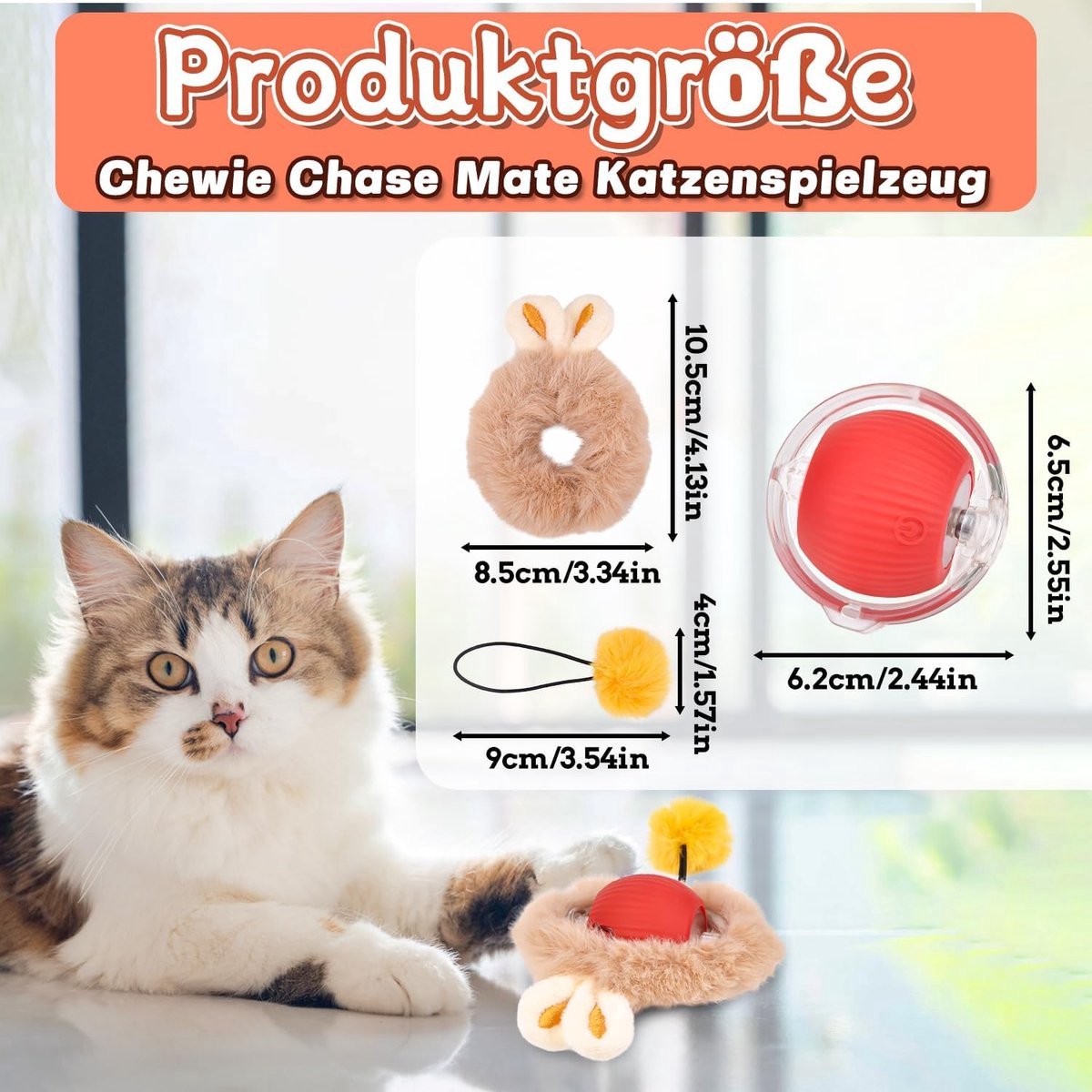 Electric Cat Ball Toy - Interactive Cat Toy - Automatic Rolling Smart Cat Toy for Cats - Dog Toys - Interactive Cat Play Ball - Pet Toys - Fast Rolling on Carpet, for Interactive Indoor Play - Image 3