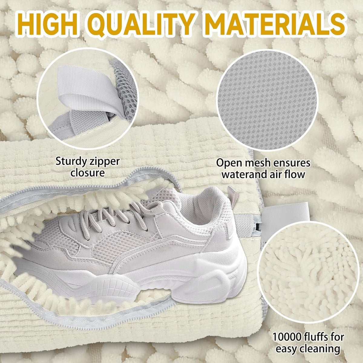 Laundry Bag - Shoe Laundry Net - Shoe Laundry Bag - Shoe Laundry Bag - 39 x 19 Cm - Anti-Deformation Mesh - Delicate Laundry - Shoe Washing - Shoe Laundry Bag - Laundry - Washing Machine - Shoes / Sneakers - With Zipper and Hanging Ring - Reusable - Image 5