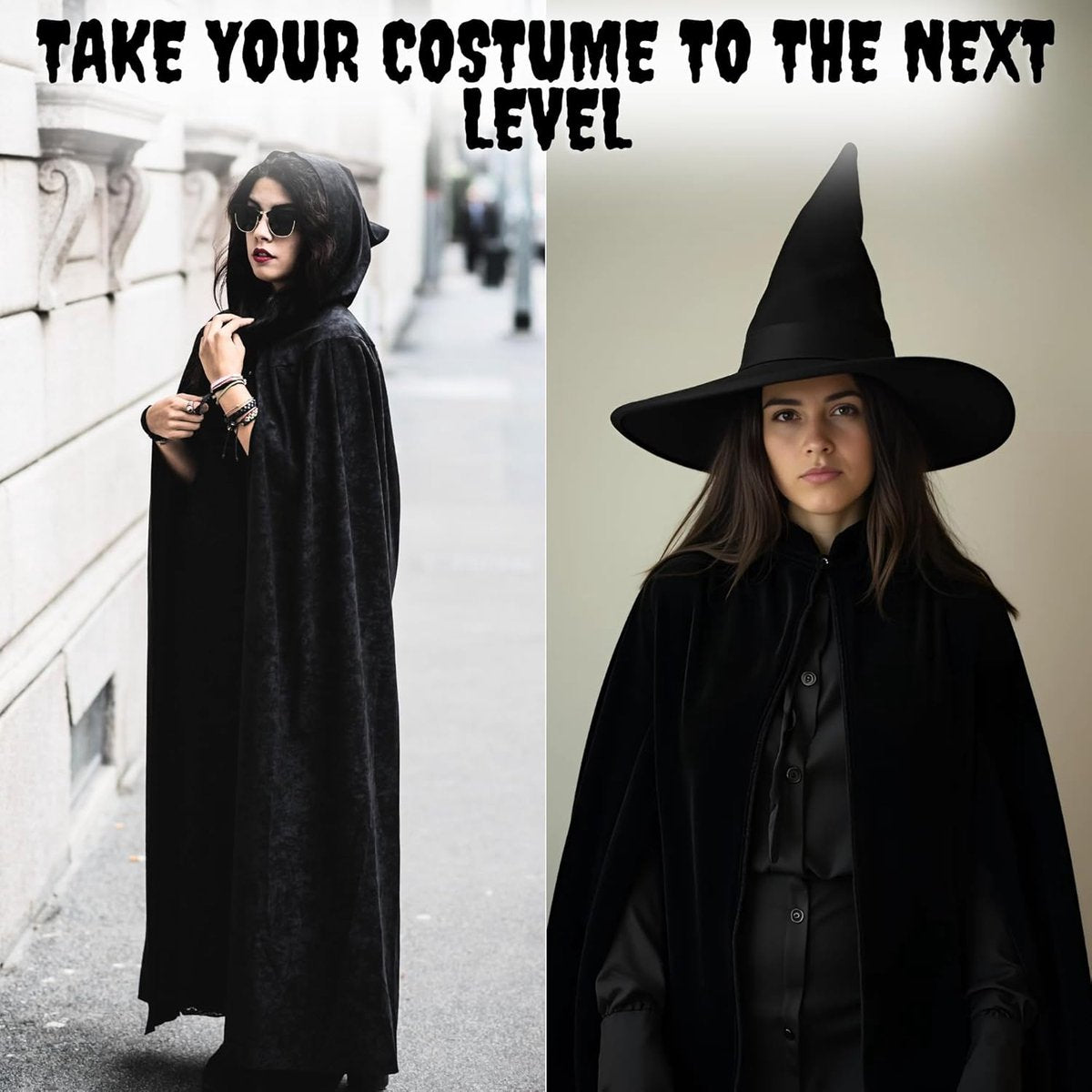 Luxury Black Hooded Coat - 170cm / XXL - Carnival Halloween Costume - Black Velour Coat - Hat - Adults - Dress Up - Costume Cape - Gothic - Fantasy - Halloween Suit - Carnival Clothing - Women and Men - Image 5