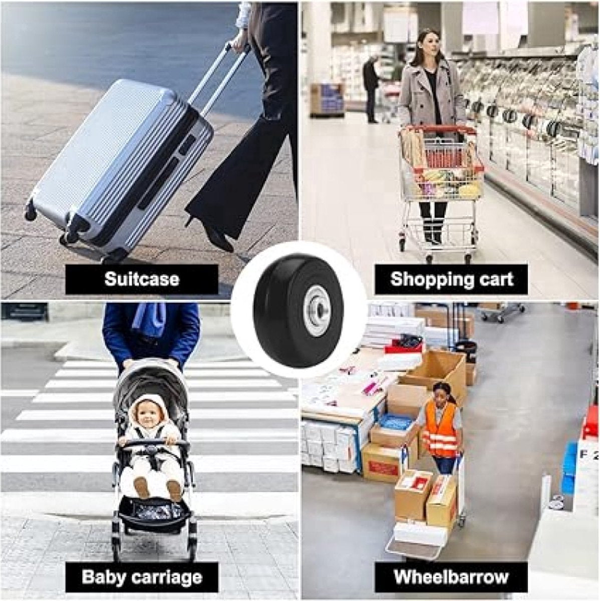 4 Pieces Rubber Swivel Casters - 50x18cm - Suitcase Casters - Swivel Casters - Stick-on - Mute - With Ball Bearings - With Screws And Wrench - Suitcase Swivel Caster - Replacement Casters - Repair Kits - Luggage Case - High Quality - Image 4