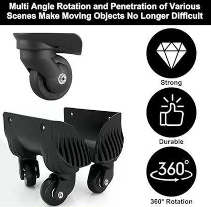 4 Pieces Rubber Swivel Casters - 50x18cm - Suitcase Casters - Swivel Casters - Stick-on - Mute - With Ball Bearings - With Screws And Wrench - Suitcase Swivel Caster - Replacement Casters - Repair Kits - Luggage Case - High Quality - Image 5