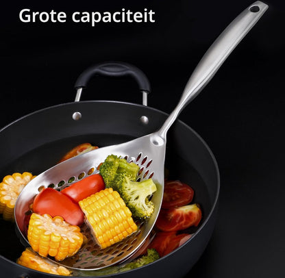 Skimmer - Stainless Steel - Deep-frying Spoon - Deep-frying Scoop - Food Sieve - Skimmer Spoon - Colander Spoon - Non-Stick - Hanging Handle - Dishwasher Safe - Draining Potatoes/Vegetables/Pasta - Sieve - Colander - Cooking Supplies - Kitchen Tools - Image 2