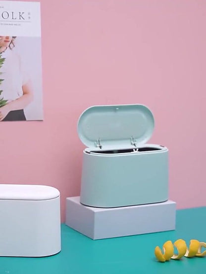 Trash Can - Sensor Trash Can - Sturdy - Countertop Waste Bin - Mini Trash Can - Desktop - Tabletop Waste Bin - Plastic Trash Can - Bathroom Waste Bin - Recycling Waste Bin - Car Trash Can - Blue - Office Trash Cans - Home / Office - Image 4