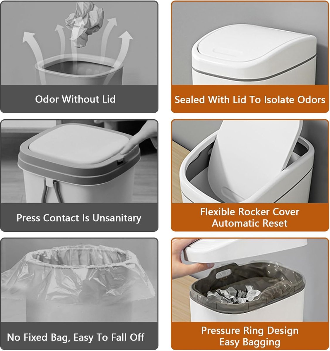 Countertop Waste Bins - Car Trash Can - With Flip-Up Lid - Small Countertop Waste Bin - Mini Trash Can - Tabletop Waste Bin - Plastic Trash Can - Bathroom Waste Bin - Recycling Waste Bin - Handy Trash Can - Office Waste Bins - Home / Office - Image 3