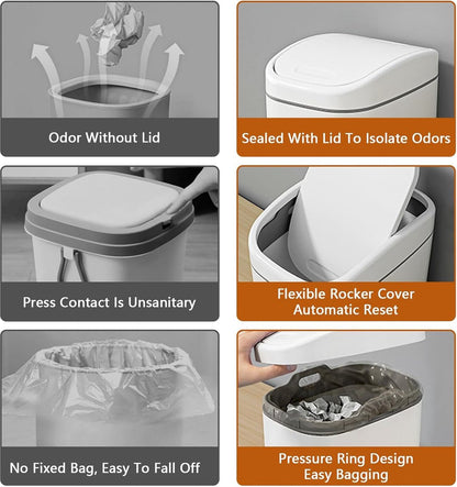 Countertop Waste Bins - Car Trash Can - With Flip-Up Lid - Small Countertop Waste Bin - Mini Trash Can - Tabletop Waste Bin - Plastic Trash Can - Bathroom Waste Bin - Recycling Waste Bin - Handy Trash Can - Office Waste Bins - Home / Office - Image 3