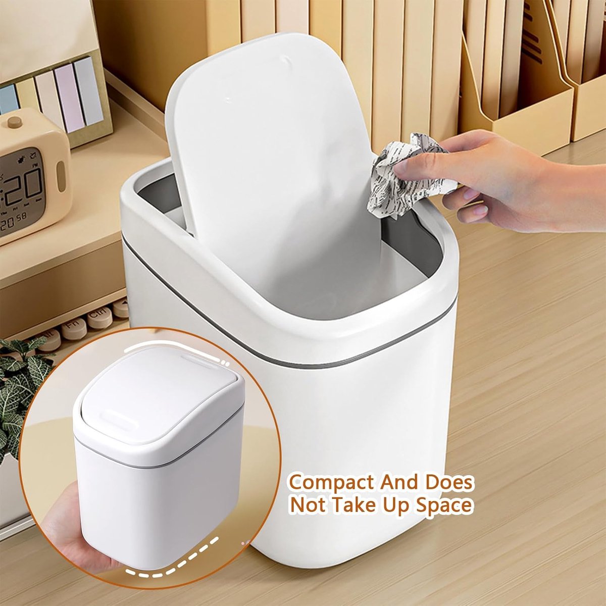 Countertop Waste Bins - Car Trash Can - With Flip-Up Lid - Small Countertop Waste Bin - Mini Trash Can - Tabletop Waste Bin - Plastic Trash Can - Bathroom Waste Bin - Recycling Waste Bin - Handy Trash Can - Office Waste Bins - Home / Office - Image 4