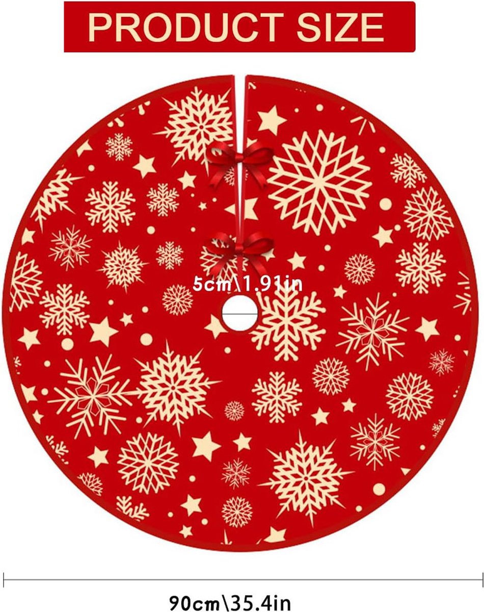 Christmas tree skirt - Christmas tree rug - Christmas rug - Tree blanket - Christmas tree rugs - 90 cm - Christmas tree decoration - Christmas tree rug for under the Christmas tree - Christmas - For Christmas decorations for the holidays - Image 5