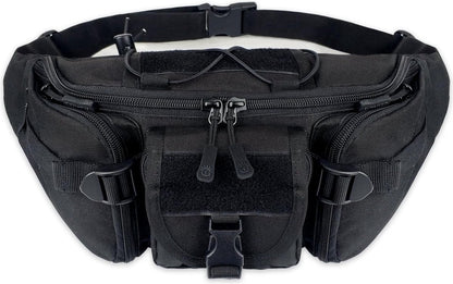 Waist Bag - Nylon Waist Bag - Waterproof - Large Capacity - Crossbody Bag - Multifunctional Sling Bag - Outdoor Anti-Theft - For Sports / Hiking / Cycling / Travel / Fishing - Phone Pouch - Black - Durable - Multiple Compartments