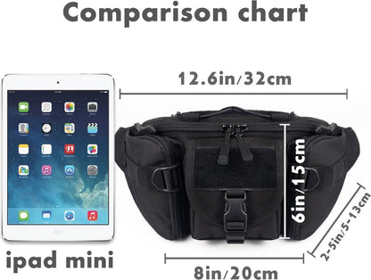 Waist Bag - Nylon Waist Bag - Waterproof - Large Capacity - Crossbody Bag - Multifunctional Sling Bag - Outdoor Anti-Theft - For Sports / Hiking / Cycling / Travel / Fishing - Phone Pouch - Black - Durable - Multiple Compartments - Image 2