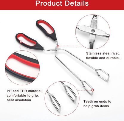 BBQ Tongs - Set of 2 - Barbecue Tongs - Meat Tongs - Grill Tongs - Kitchen Tongs - Meat Tweezers - Serving Tongs - Kitchen Tweezers - Scissor Tongs - Bread Tongs - Charcoal Tongs - Barbecue Accessory - Kitchen Utensils - Comfortable Grip - Durable - Dishw - Image 4