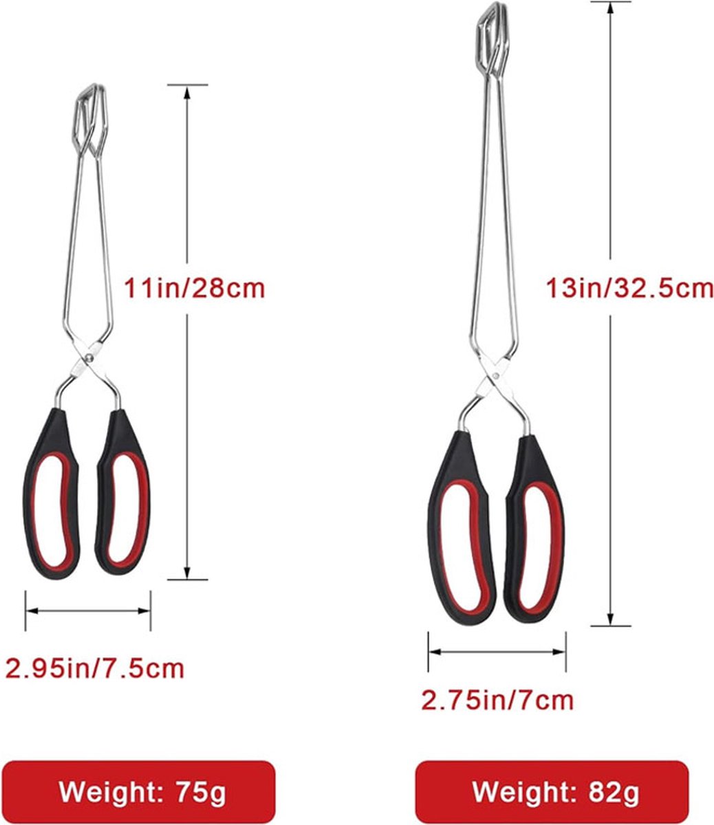 BBQ Tongs - Set of 2 - Barbecue Tongs - Meat Tongs - Grill Tongs - Kitchen Tongs - Meat Tweezers - Serving Tongs - Kitchen Tweezers - Scissor Tongs - Bread Tongs - Charcoal Tongs - Barbecue Accessory - Kitchen Utensils - Comfortable Grip - Durable - Dishw - Image 5