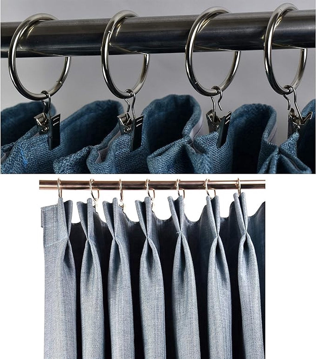 30 Pieces Curtain Rings with Clips - Curtain Rings - Thicker - 32mm - Stainless Steel - Shower Curtain Rings - Curtain Hooks - Curtain - Shower Curtain - Hooks - High Quality - Black - Value Pack - Image 4