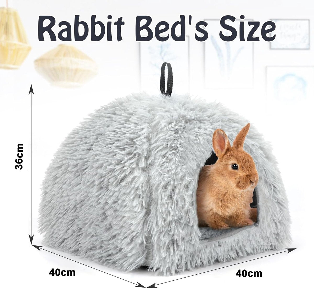 Cat Basket - Rabbit House - Cat House - Plush - Warmth - 40x40x37 CM - Rodent - Cat Bed - Kitten Basket - Animal House - Cat Cushion - Cat Den - Cat Houses - Cat Cave - Brown - Comfortable & Soft - For Rabbits, Cat, Guinea Pigs, Hamsters, Puppies - Image 3