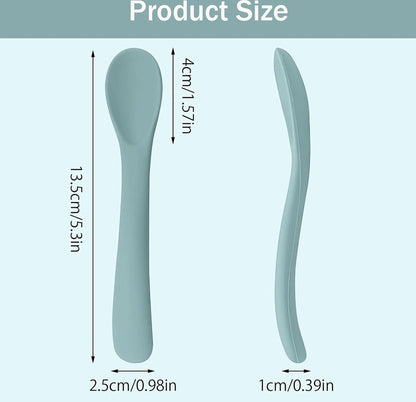 Silicone Baby Spoons - 6 Pieces - Children's Spoons - BPA Free - Cutlery Spoon - Soft Spoons - Baby Cutlery - Children's Cutlery - Feeding Spoon - Spoons for Learning to Eat with Cutlery - Tablespoon - Image 3