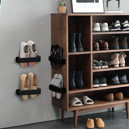 Hanging Shoe Rack for Door - Self-Adhesive Shoe Racks - 4 Pieces - Shoe Rack - Shoe Storage - Shoe Organizer - Shoe Storage System - Shoe Rack - Hanging Shoe Rack for Door - Adjustable Wall-Mounted Shoe Rack - Black - No Drilling Required - Image 5