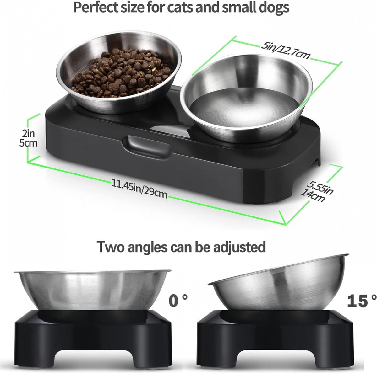 Pet Water & Food Set - 2 Pieces - BPA-Free - Dog Food Bowl - Cat Food Bowl - With Stand - Cat Food Bowls - Drinking Bowl - Double Food and Drinking Bowl - 2 in 1 Pet Bowl - Dog and Cat - Bowls Are Dishwasher Safe - Image 3