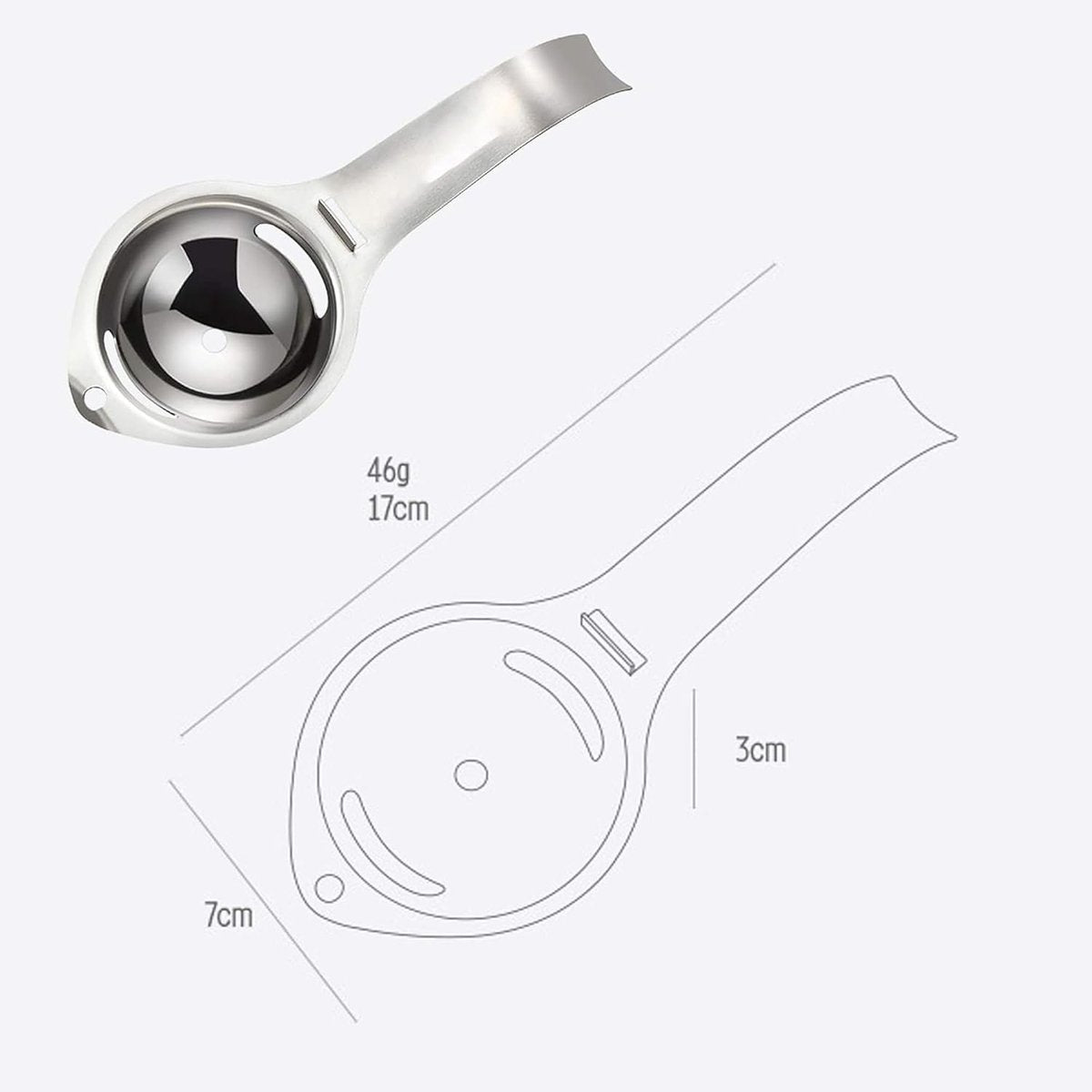 Professional Egg Separator - Egg Separator - Egg Separation - Egg Splitter - Egg Yolk Separator - Egg Separator - Egg Yolk Separator - Egg Separator - Egg White - Egg Yolk - Stainless Steel - Silver - Egg Separator with Stainless Steel Impact Edge - Image 3