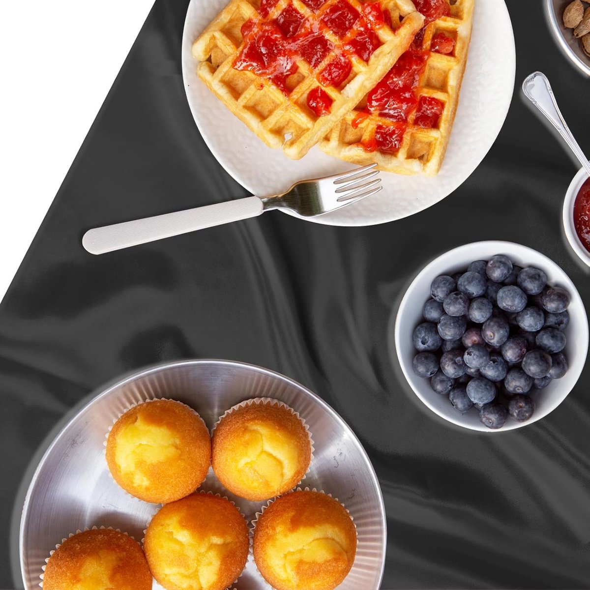 Tablecloth - 145 x 275 cm - Luxury Tablecloths - Oilcloth - Cotton Tablecloth - Water-repellent - Table linen - Washable tablecloth - High quality - Black - Very suitable for birthdays / weddings / receptions / banquets / events / Halloween / Christmas - Image 2
