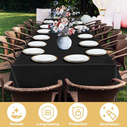 Tablecloth - 145 x 275 cm - Luxury Tablecloths - Oilcloth - Cotton Tablecloth - Water-repellent - Table linen - Washable tablecloth - High quality - Black - Very suitable for birthdays / weddings / receptions / banquets / events / Halloween / Christmas - Image 4