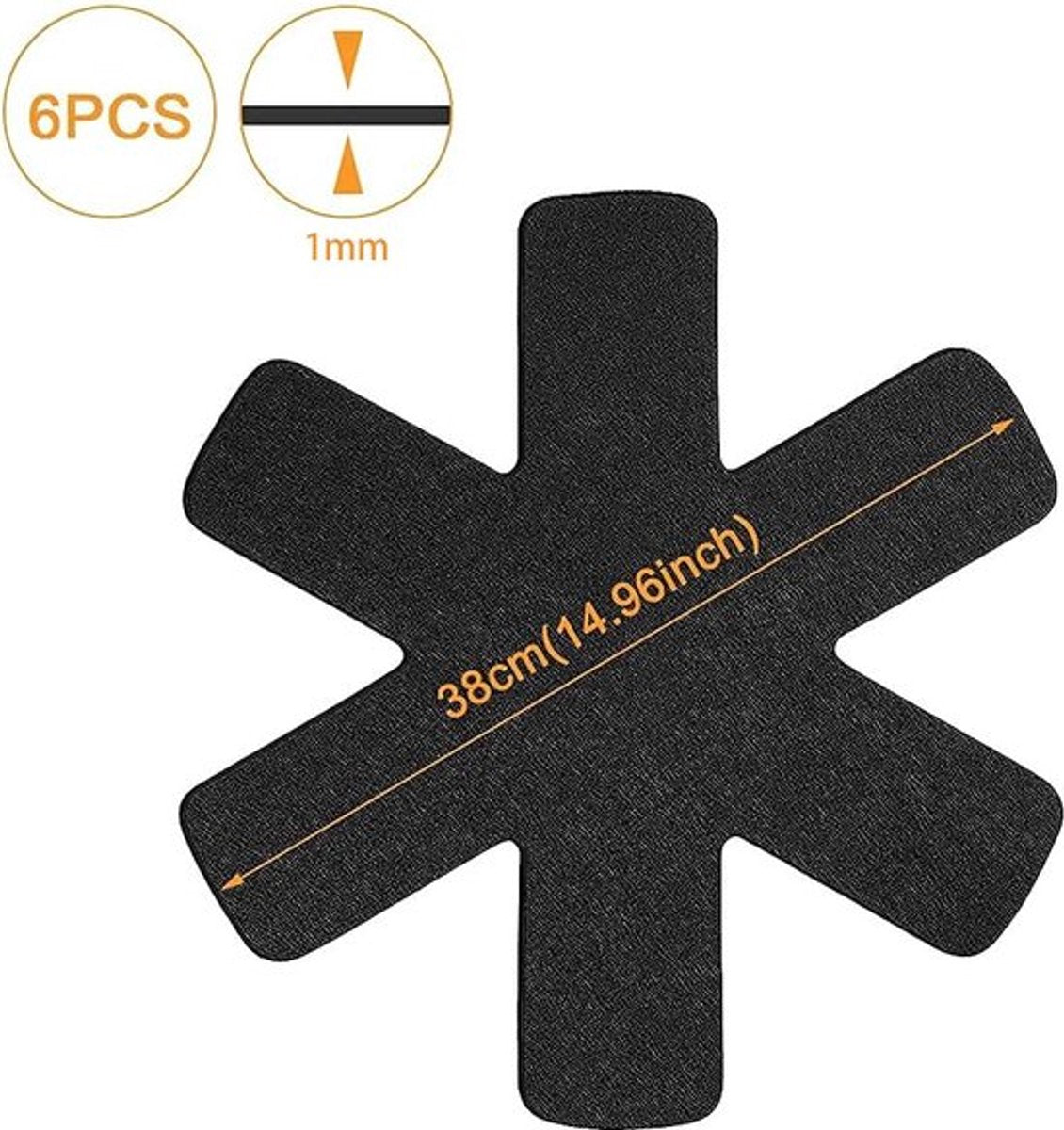 Pan Protectors - 6 Pieces - 38 Cm - Pan Protector - For Between Pans - Protection Set - Prevent Scratches on Cutlery - Anti-Scratch - Heat Resistant - Black - Image 2