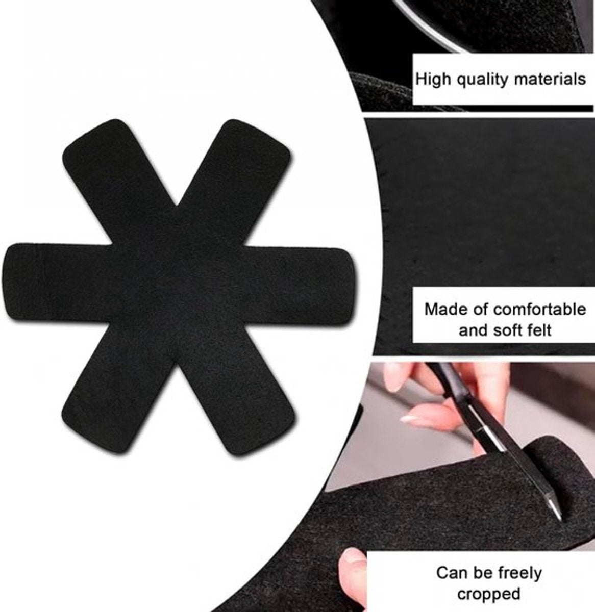 Pan Protectors - 6 Pieces - 38 Cm - Pan Protector - For Between Pans - Protection Set - Prevent Scratches on Cutlery - Anti-Scratch - Heat Resistant - Black - Image 3