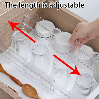 Drawer Divider - 8 Pieces - Drawer Organizer - Cutlery Organizer - Storage System - Drawer Trays - For Kitchen/Bedroom/Office/Clothing - Easy to Install - Organizers - Adjustable - Extendable - Plastic - Multifunctional - Transparent - Image 2