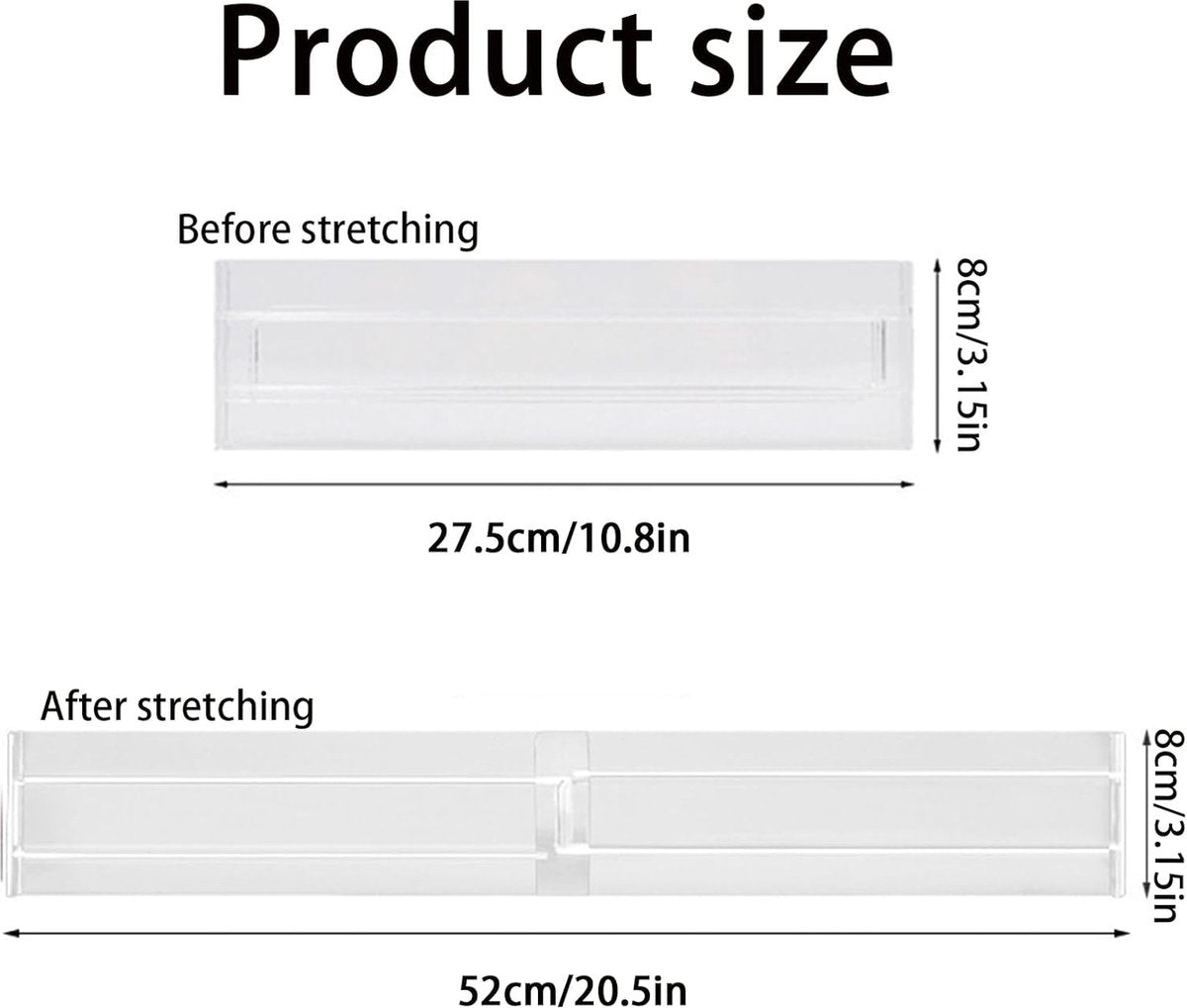 Drawer Divider - 8 Pieces - Drawer Organizer - Cutlery Organizer - Storage System - Drawer Trays - For Kitchen/Bedroom/Office/Clothing - Easy to Install - Organizers - Adjustable - Extendable - Plastic - Multifunctional - Transparent - Image 5