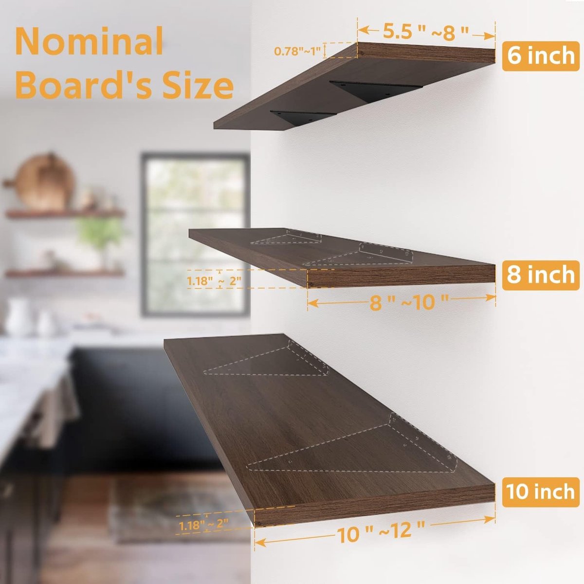 Shelf Brackets - 4 Pieces - Triangular Shelf Bracket - Wall Bracket - Wall Brackets - 80*100mm - Steel - Invisible - Triangular - Incl. Mounting Material - Floating Shelf Holder Wall Bracket - Metal Shelf Brackets - Black - For Living Room, Bedroom, Garag - Image 3
