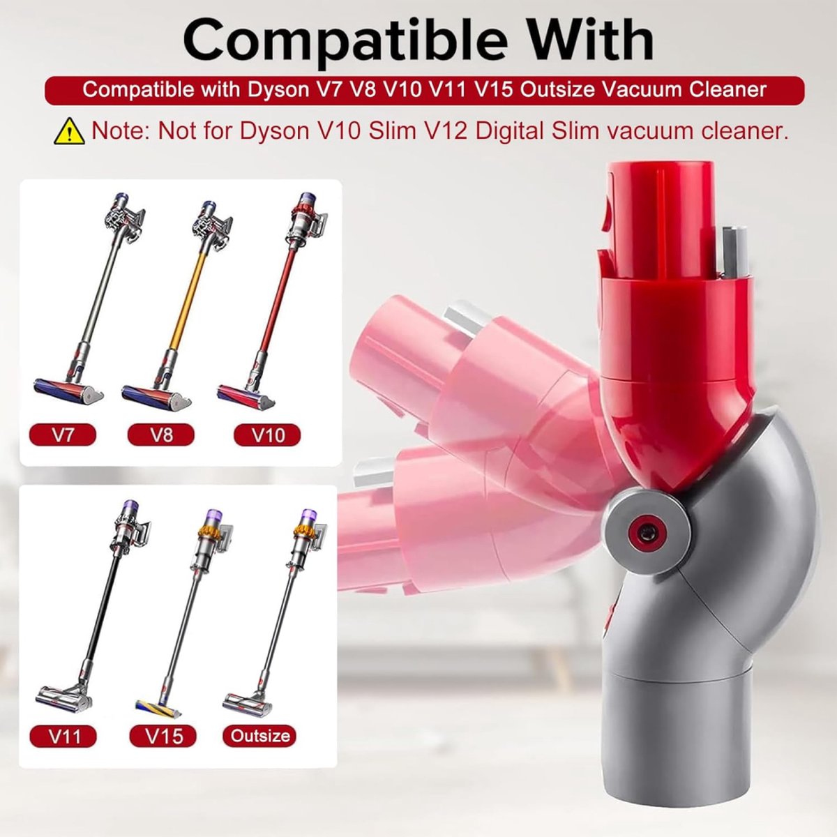 Quick Release Adapter Suitable For Dyson V7, V8, V10, V11 - Quick Release Short Distance Adapter - Angle Attachment - Angle Adapter 90 Degree Tool Accessory - Ergonomic Vacuuming - Vacuum Cleaner Adapter - Vacuum Cleaner Accessories - Image 3