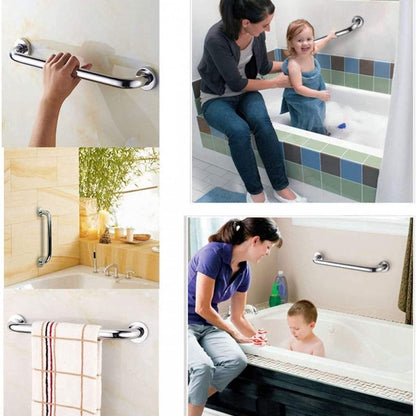 Wall Grab Bar - Extra Grip - 2 Pieces - 40 Cm - Stainless Steel - Handle / Wall Grab Bar for Bathroom / Shower / Toilet - Toilet Grab Bar - Bath Grab Bar - Shower Grab Bar - Non-Slip Grab Bar - Bathroom Handle - Safety Grip - High Load Capacity - Screws I - Image 2