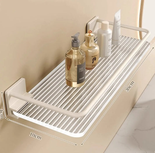 Shower Rack - 30 Cm - Wall Rack - Bathroom Rack - Small Shower Rack - Bathroom Accessories - No Drilling Required - Small Wall Rack - Hanging Shower Rack - For the Shower Storage Organization - For Kitchen Bedroom Living Room - White - 1 Piece - Image 3