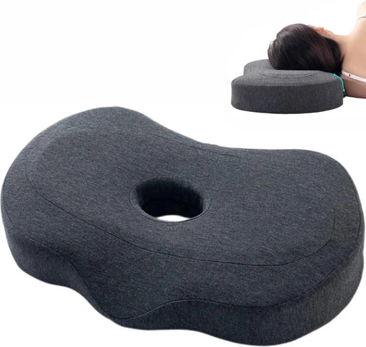 Piercing Pillow - Ear Piercing Pillow for Side Sleepers - Side Sleeping Pillow - Memory Foam Pillow - Ergonomic - Pillow with Hole for Ear - Donut Piercing Pillow - For Ear Pain - 55x 35x 9x 7cm - Ring Pillow - Washable - Removable - Grey - Skin-Friendly
