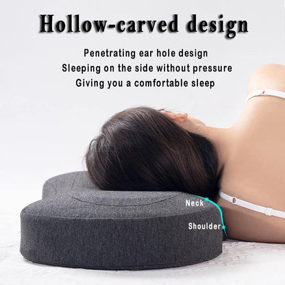 Piercing Pillow - Ear Piercing Pillow for Side Sleepers - Side Sleeping Pillow - Memory Foam Pillow - Ergonomic - Pillow with Hole for Ear - Donut Piercing Pillow - For Ear Pain - 55x 35x 9x 7cm - Ring Pillow - Washable - Removable - Grey - Skin-Friendly - Image 3