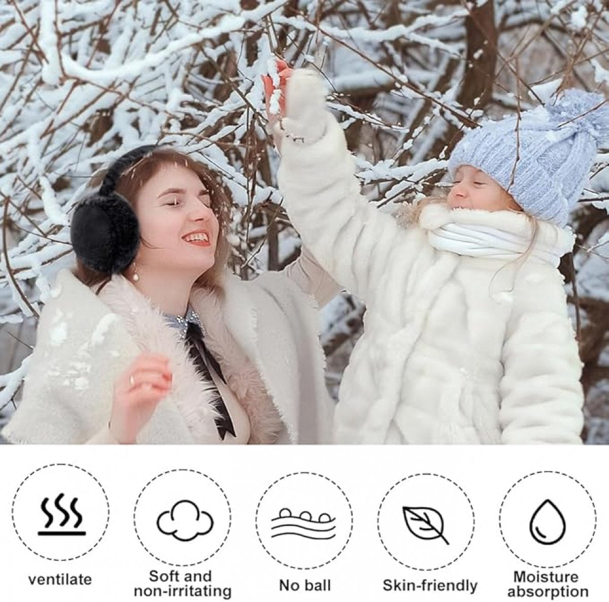 Women's Ear Warmers - Winter Ear Protectors - Unisex - Behind the Head - Ear Warmers - Earmuffs - Ear Warmers - Extra Soft - Comfortable - Winter - One Size - Black - Image 5