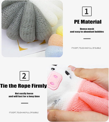 Shower Puff - 4 Pieces!! - Bath Sponge - Kids Bath Sponge - Relaxing Bath - Scrubbing Sponge - Soft Sponge - Shower Sponge - Bath Sponge - Massage Sponge - Scrubbing Sponge - Shower - Bath - Bath Sponge In Beautiful Colors - Massage Sponge - Shower Stick  - Image 4