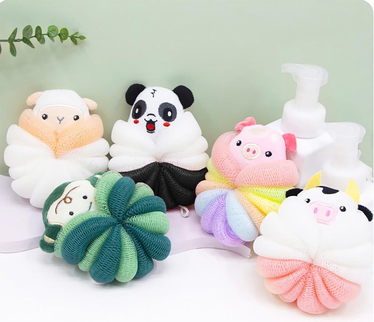 Shower Puff - 4 Pieces!! - Bath Sponge - Kids Bath Sponge - Relaxing Bath - Scrubbing Sponge - Soft Sponge - Shower Sponge - Bath Sponge - Massage Sponge - Scrubbing Sponge - Shower - Bath - Bath Sponge In Beautiful Colors - Massage Sponge - Shower Stick  - Image 5