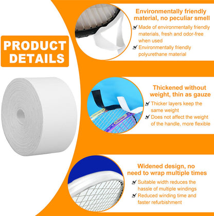 Tennis - Professional Tennis Racket Head Protection Tape - Thickened Racket Protection Tape - Frame Protector - Racket Accessories - Soft - Prevent paint from peeling - Universal - for Tennis/ Badminton/ Squash - 3.5cm x 5m - Black - Image 5