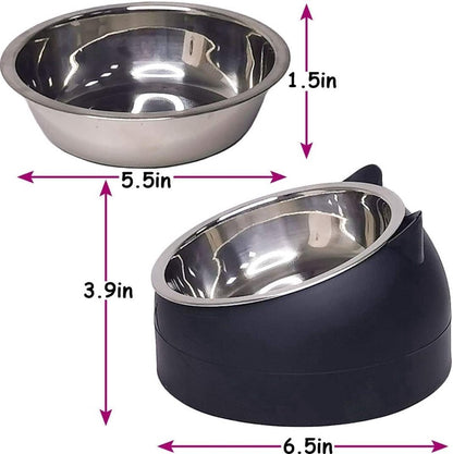 Dog Food Bowl - Cat Food Bowl - Stainless Steel - BPA-Free - Removable 2-in-1 Pet Bowl - 15° Tiltable - 2 x 200 ml - Dog Bowl - Sturdy - Durable - Non-Slip - - Dog & Cat Drinking Bowl - Black and White - Easy to Clean - Cat and Dog Gifts - Image 2