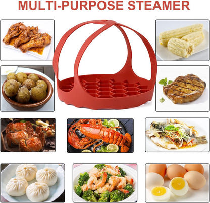 Silicone Steamer Basket (Foldable) - Rubber Baking Sling for Instant Pot 6 Qt / 8 Qt - BPA-Free - Heat Resistant - Handy for Eggs - For Multicookers and Steamers - Easy to Clean - Dishwasher Safe - Steamer Basket - Steamer Rack - Image 2