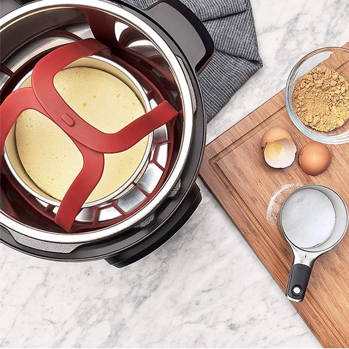 Silicone Steamer Basket (Foldable) - Rubber Baking Sling for Instant Pot 6 Qt / 8 Qt - BPA-Free - Heat Resistant - Handy for Eggs - For Multicookers and Steamers - Easy to Clean - Dishwasher Safe - Steamer Basket - Steamer Rack - Image 4