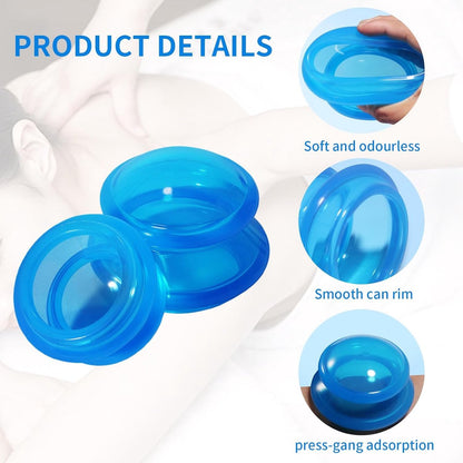 Cellulite cups - Cupping set of 4 pieces - Cupping cups - Full body - Cellulite Massage Device - Vacuum Silicone Cupping set - Cellulite Massage Cupping Cups - Anti-Cellulite - for Masseur and Home Use - Blue - Image 5