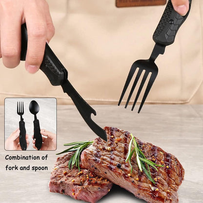 3-In-1 Camping Cutlery - Knife, Fork, Spoon - Foldable Camping Cutlery Multitool - Collapsible - Camping Cutlery - Camping Cutlery - Folding Cutlery - Gift For Men & Women - Image 3