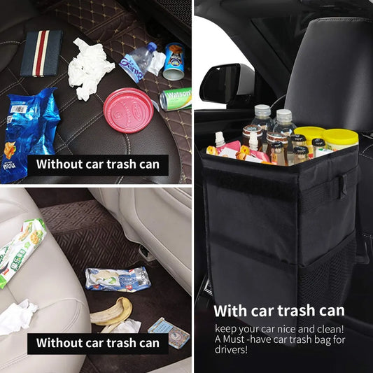 Car Trash Can - Car Seat Organizer - 6 L - Waterproof - Car Interior Accessories - Portable Vehicle Trash Can - Leak-Proof and Foldable Waste Bin - Extra Storage Bags - Car Storage - Trash Can - Trash Can Organizer - Travel Goods - Black - Image 4
