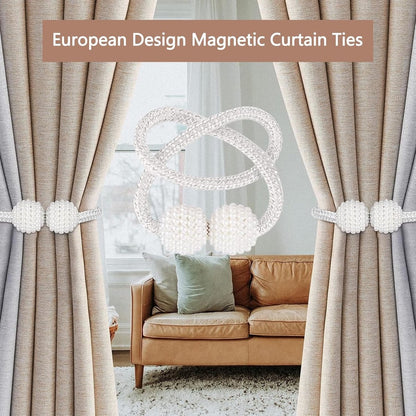 Curtain Tieback - Magnetic Curtain Cord - 4 Pieces - Super Strong Magnetism - Curtain Holder - Curtain Tie - Curtain Holder Clamps - Curtain Ties - Curtain Clamps - Curtain Clips - Accessories - Curtain Holder - Grey - No Drilling Required - Image 4