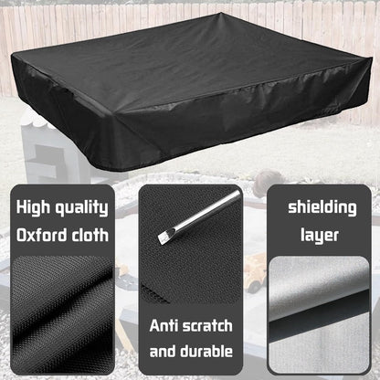 Waterproof Sandbox Cover - 120 x 120 x 20 cm - Dustproof Sandbox Cover with Drawstring - Oxford Fabric - Toy Sandbox Cover - for Pool, Patio, Garden - Black - Image 4