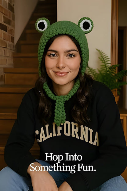 Beanie - Knitted Frog Hat - Creative Stylish Caps - Cute Animal Hat - Frog Hat with Big Eyes - Party Roleplay Hat - Accessories - Headwear - Ergonomic - Very Comfortable - Warm for Autumn and Winter - Halloween / Christmas - Gifts - Image 2
