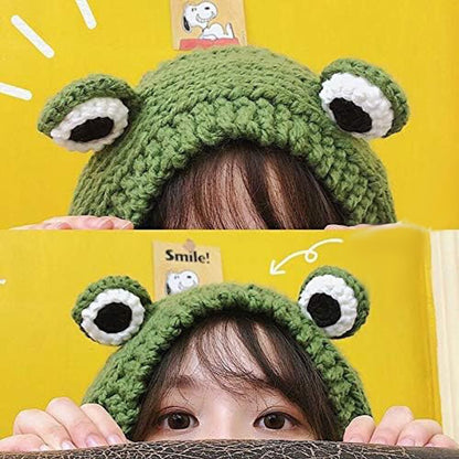 Beanie - Knitted Frog Hat - Creative Stylish Caps - Cute Animal Hat - Frog Hat with Big Eyes - Party Roleplay Hat - Accessories - Headwear - Ergonomic - Very Comfortable - Warm for Autumn and Winter - Halloween / Christmas - Gifts - Image 4