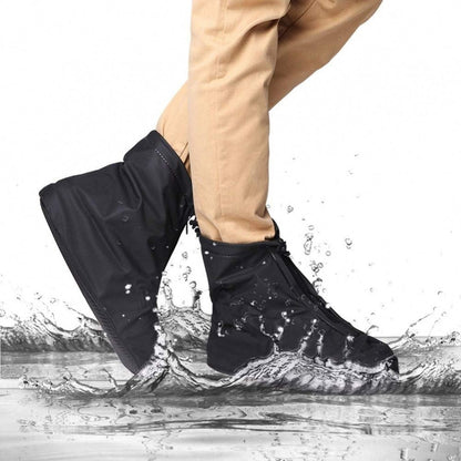 Waterproof Shoe Covers - Rain Shoe Covers - With Zipper and Drawstring - Waterproof Shoe Protectors - Motorcycle Scooter Bicycle Shoe Cover - Shoe Rain Cover - Shoe Cover - Shoe Covers - Anti-Slip - Size 43-44 - Black - Image 4